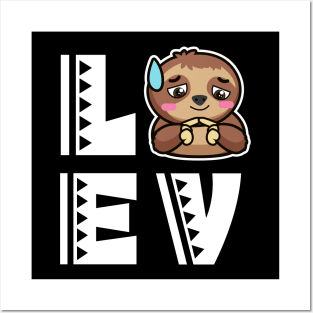 Cute love sloth t shirt funny sloth lover gifts for kids Posters and Art